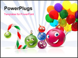 PowerPoint Template - hristmas and New Year balls I drew, like cartoon characters in the form of year 2010. All balls and