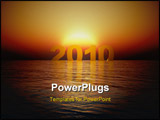 PowerPoint Template - 3d render of a a sunset with the numbers 2010