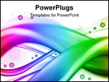 PowerPoint Template -  bright rainbow abstract background for business or technology. Has two large wave swirls with 3 sm
