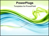 PowerPoint Template - blue and green wave with smoke in front of white background