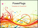 PowerPoint Template - it is illustration of abstract background with color curved lines and floral elements