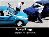PowerPoint Template - Traffic accident - one driver on the mobile phone second expressing anger
