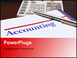 PowerPoint Template - Accounting book with calculator and pen on desk.