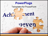 PowerPoint Template - Hand holding a piece to complete puzzle with the word achievement