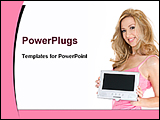 PowerPoint Template - smiling woman in advertising prod