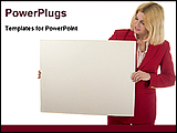 PowerPoint Template - woman holding blank advertising board