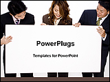PowerPoint Template - business persons are holding blank advertising banner