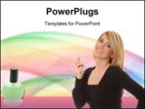 PowerPoint Template - Lovely young blond girl applying perfume from a bottle