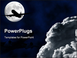 PowerPoint Template - Airliner flying with full moon and clouds silhouette square frame
