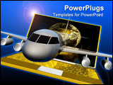 PowerPoint Template - 3d concept of Plane landing or flying away