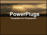 PowerPoint Template - Magnificent wide-angle view of an African plain  party lit by rays emerging from dark clouds