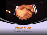 PowerPoint Template - two business people shaking hands over a business agreement