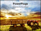 PowerPoint Template - a agriculture landscaped with a tractor and sunset