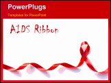 PowerPoint Template - Red Support Ribbon on white background with copy space