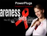 PowerPoint Template - AIDS awareness ribbon with related social keywords
