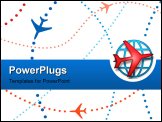 PowerPoint Template - Emblem with blue earth and red airplane over white background