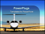 PowerPoint Template - private business jet parked at the airport with copyspace