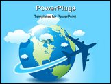 PowerPoint Template - Vector illustration of airplane travel on globe