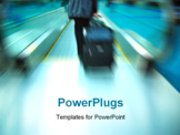 PowerPoint Template - Travelers with suitcase rushing through an airport terminal