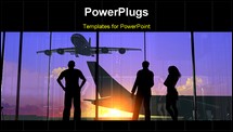 PowerPoint Template - Silhouettes of the people at the airport