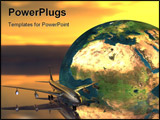 PowerPoint Template - airliner with a globe in the background