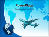 PowerPoint Template - global transportation concept of airplane over world map