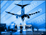 PowerPoint Template - an airliner on final approach in composite with airport arrival times. image is black and white.