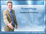 PowerPoint Template - image of business person in a blue animated background