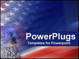 PowerPoint Template - American colors with Attack on America text and World Trade Center explosions