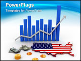 PowerPoint Template - Business growth graph with America map and currency
