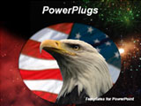 PowerPoint Template - owerPoint template with black background with American flag and hawk eagle in front. A great choice