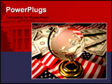 PowerPoint Template - a global with american flags and money in the background.