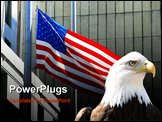 PowerPoint Template - merican Flag flying outside an official looking building that might be a government office or finan