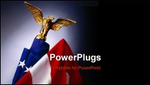 PowerPoint Template - American flag with gold eagle on flagpole