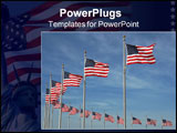 PowerPoint Template - american flags flutter in the breeze on the grounds of the washington monument.