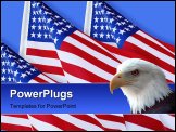 PowerPoint Template - Photo composition of American Flags on blue background for patriotic holiday or wallpaper