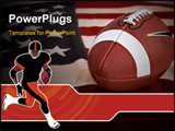 PowerPoint Template - Football America favorite sport. A ball on a vintage Old Glory