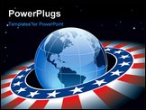 PowerPoint Template - Ring with elements of USA flag and Earth with continents North and South America.