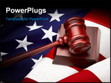 PowerPoint Template - Portrayal of American Judicial Branch of Government with a gavel and flag