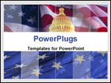 PowerPoint Template - The Capitol against American flag background