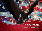 PowerPoint Template - american bald eagle with the united states flag and fireworks in the background