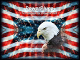 PowerPoint Template - Several layers of US flags with a sharp bald eagle in a feathered layer on top...