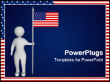 PowerPoint Template - 3D illustration: a man with the american flag