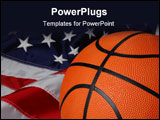 PowerPoint Template - Basketball with american Flag in the background