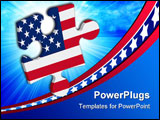 PowerPoint Template - Jigsaw piece with American flag over circular stripes
