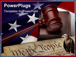 PowerPoint Template - Gavel and U.S. Constitution shot on American flag