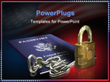 PowerPoint Template - American passport with lock chain and flag
