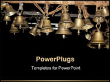 PowerPoint Template - Beautiful bells made of brass hung in an ancient Hindu temple in India.