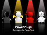 PowerPoint Template - eath an Angel the Devil and a Ghost as icon characters. Could be used for religious concepts hallow