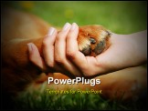 PowerPoint Template - yellow dog paw and human hand shaking friendship